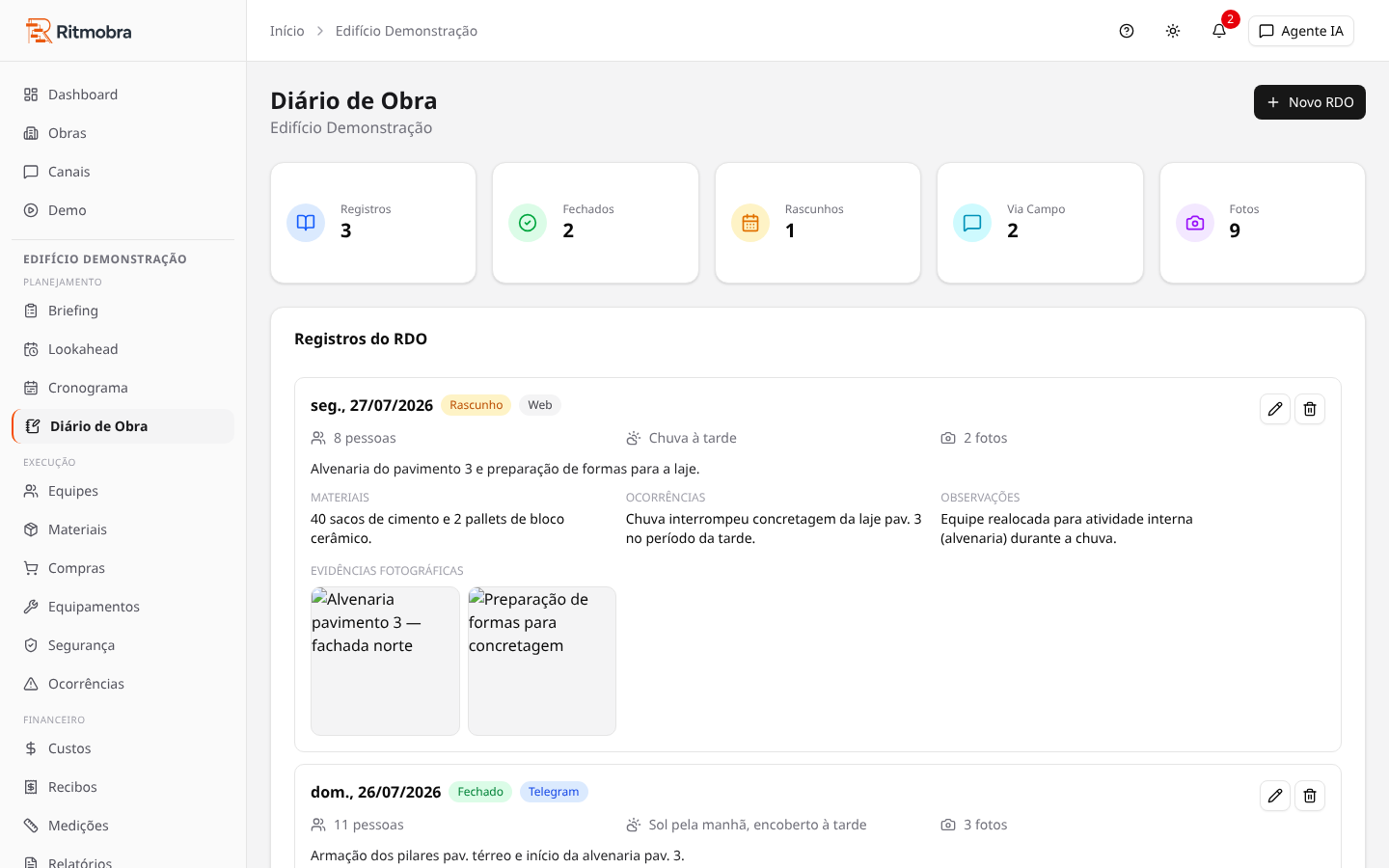 Lista de RDOs